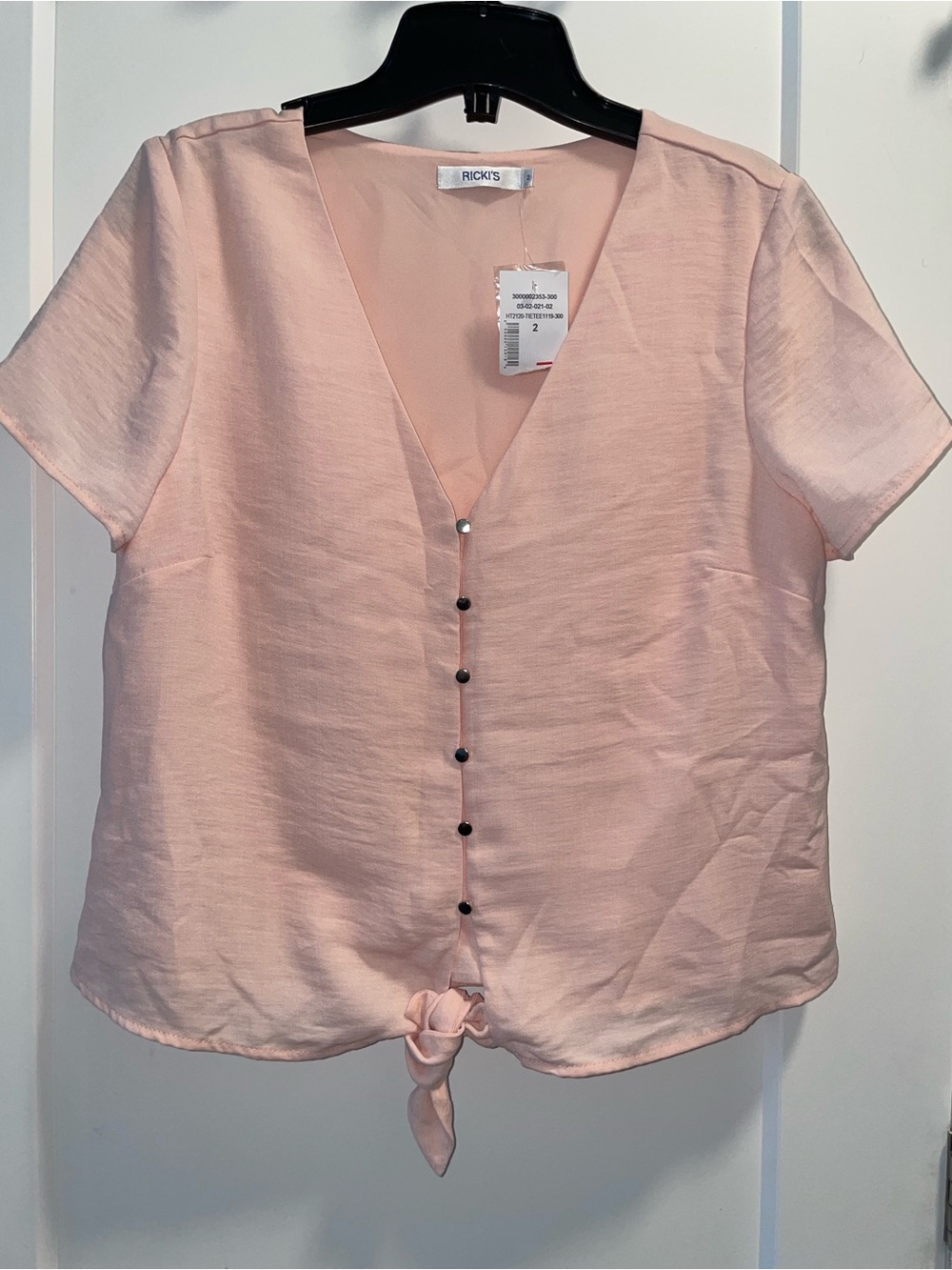 Ricki's Pink Tie-Front Short Sleeve Blouse
